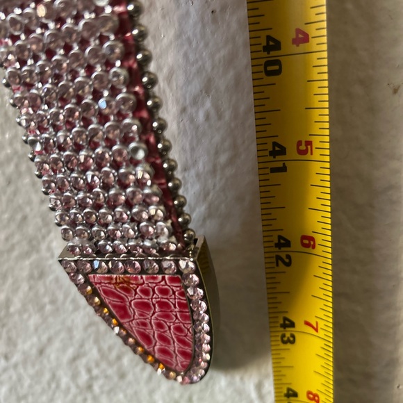 Western Style S/M Pink Rhinestone Embellished Belt Cowgirl Rodeo Leather - Picture 6 of 14